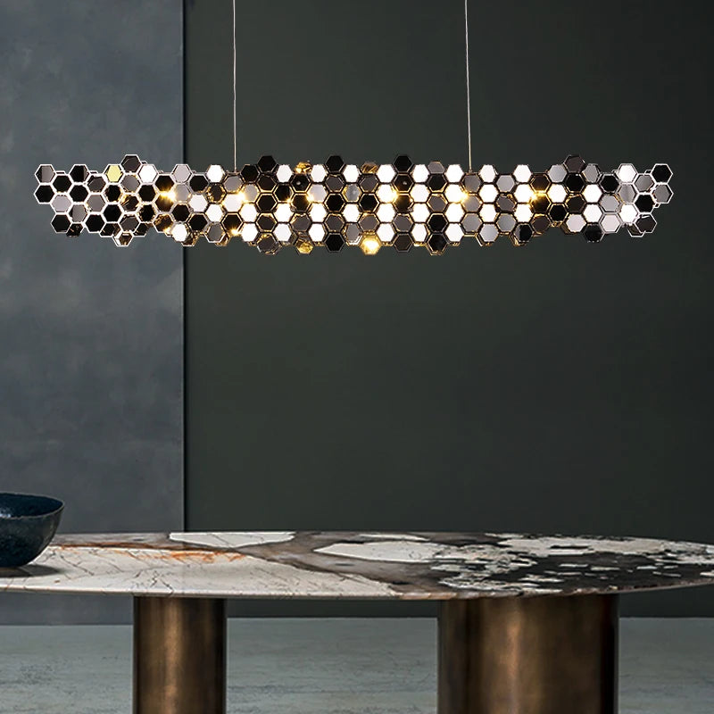 lustre de luxe post-moderne en acier inoxydable pour restaurant
