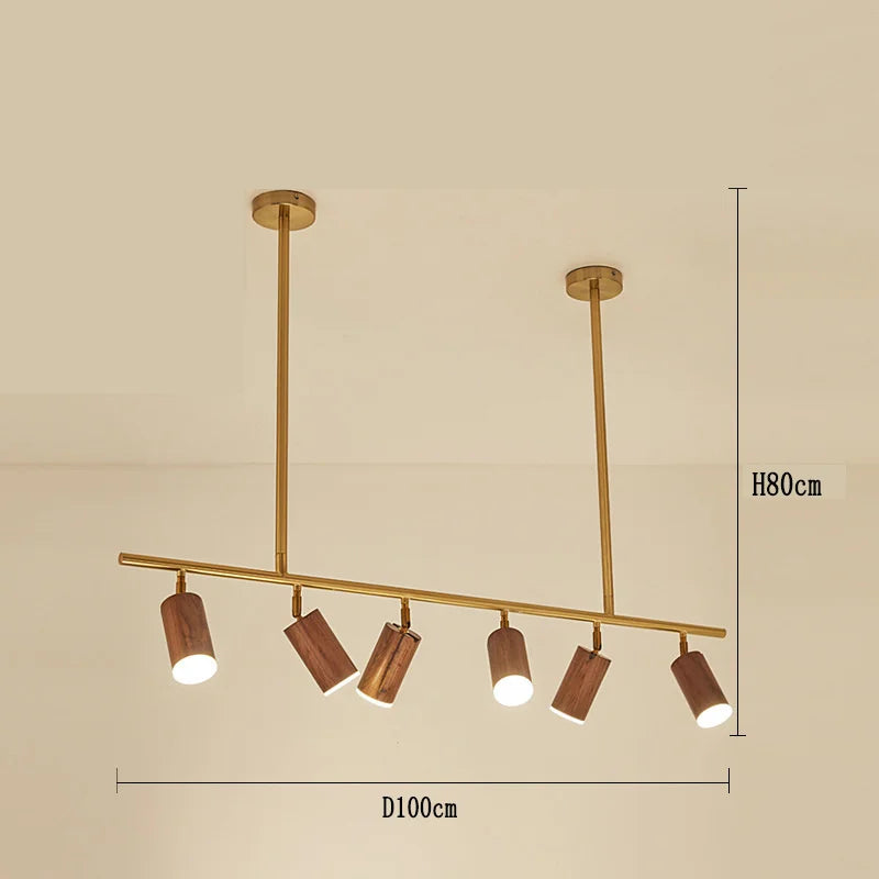 lustre led moderne en bois de noyer pour décoration maison