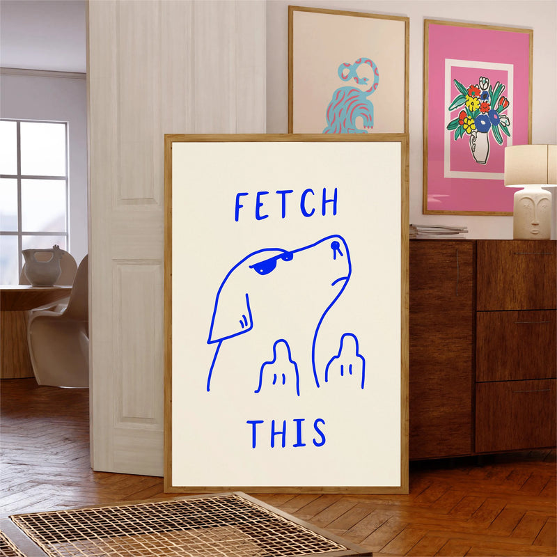 affiches rétro drôles avec citations de fleurs et chien