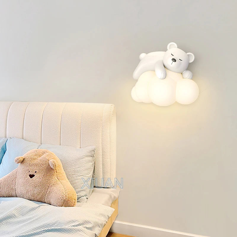 applique murale ours polaire et lapin pour chambre d'enfants