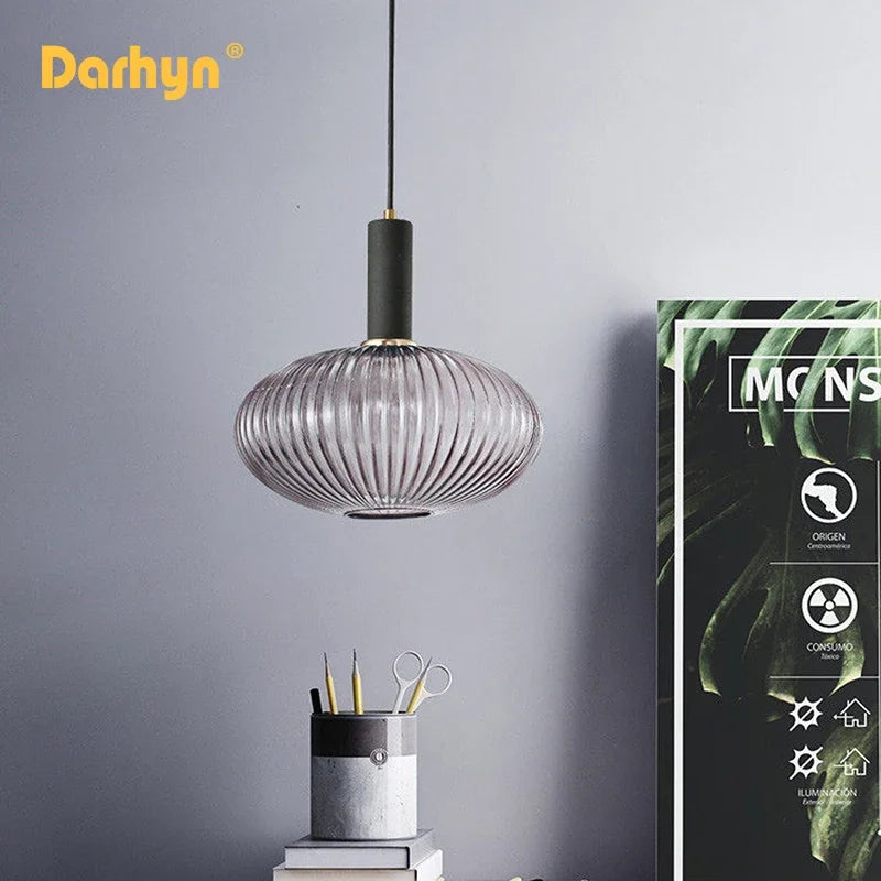 lustre nordique simple led en verre suspendu pour restaurant