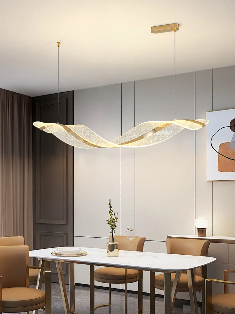 lustre nordique led moderne vague salon restaurant intérieur