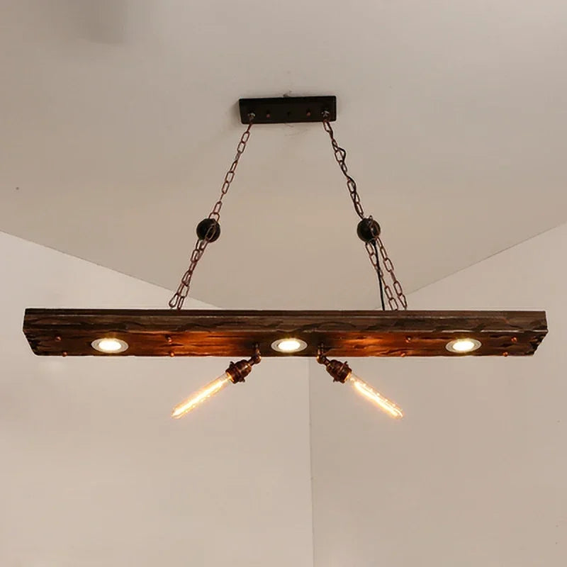 Industrial style Bar pendant light LOFT Retro Solid Wood Pendant Lamps Personality E27 Edison Bulb Suspension home decoration