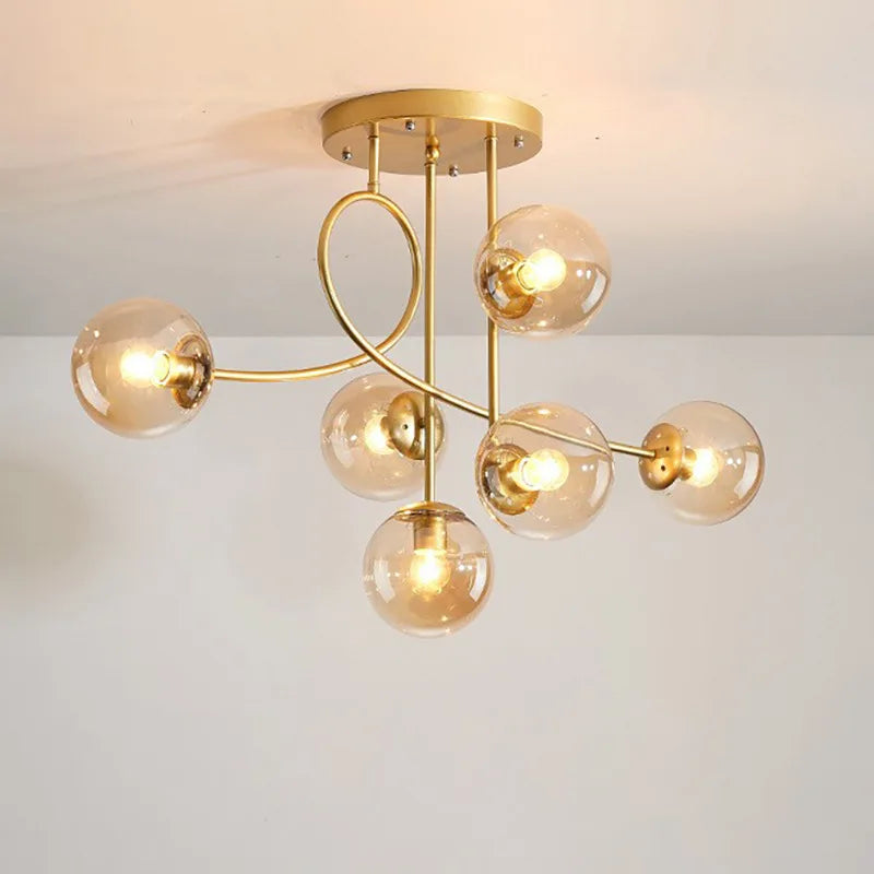 lustre nordique moderne minimaliste en verre haricot magique led luxe