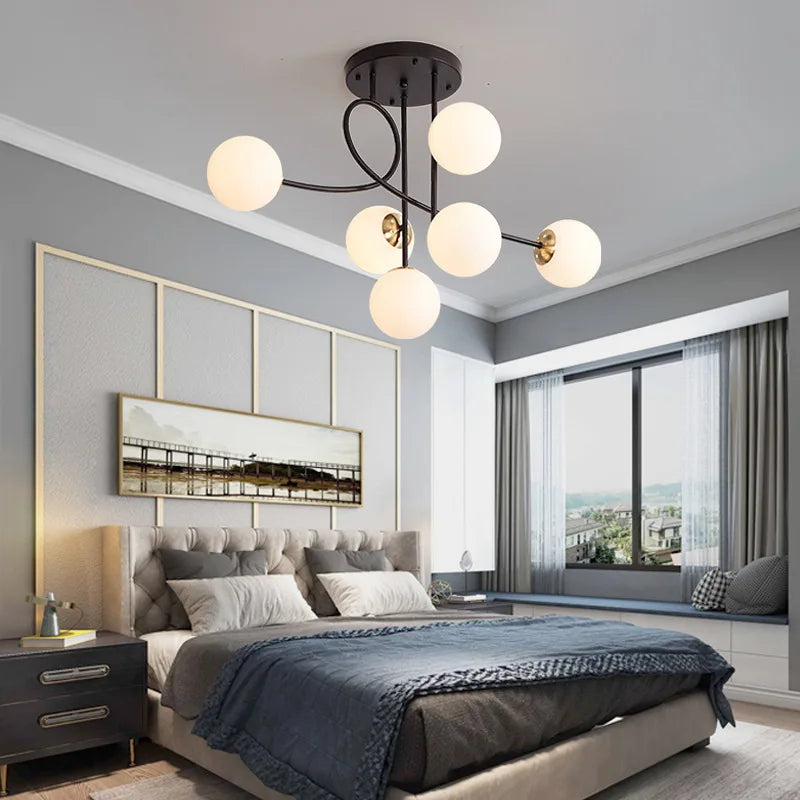 lustre nordique moderne minimaliste en verre haricot magique led luxe