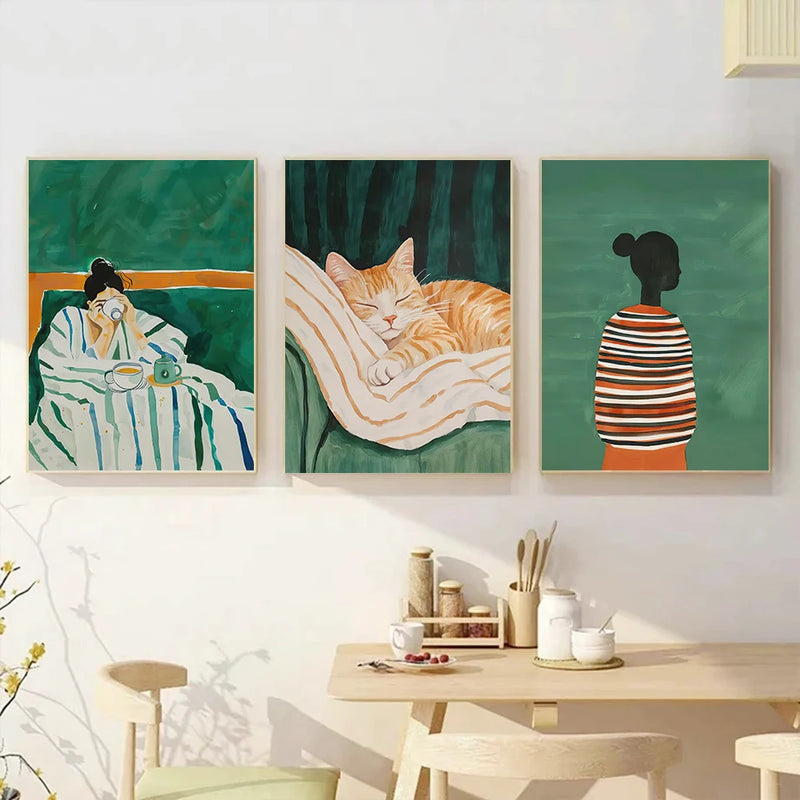 art mural chat abstrait pour décoration moderne et artistique