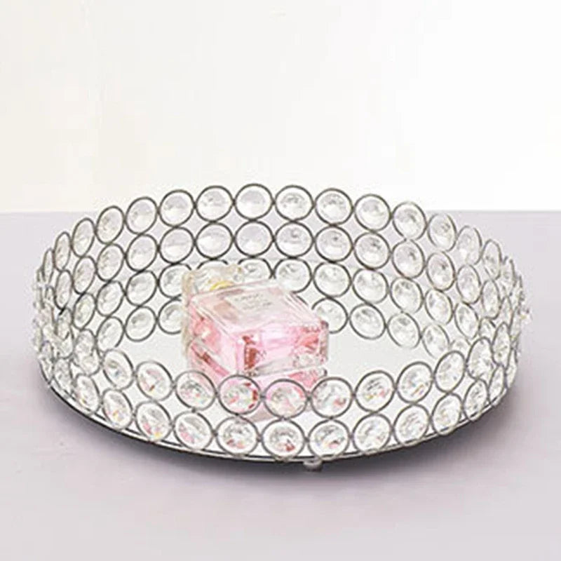 plateau rond en verre pour rangement et décoration