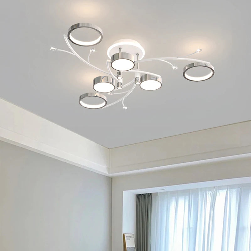 lustre led moderne design nordique chrome minimaliste