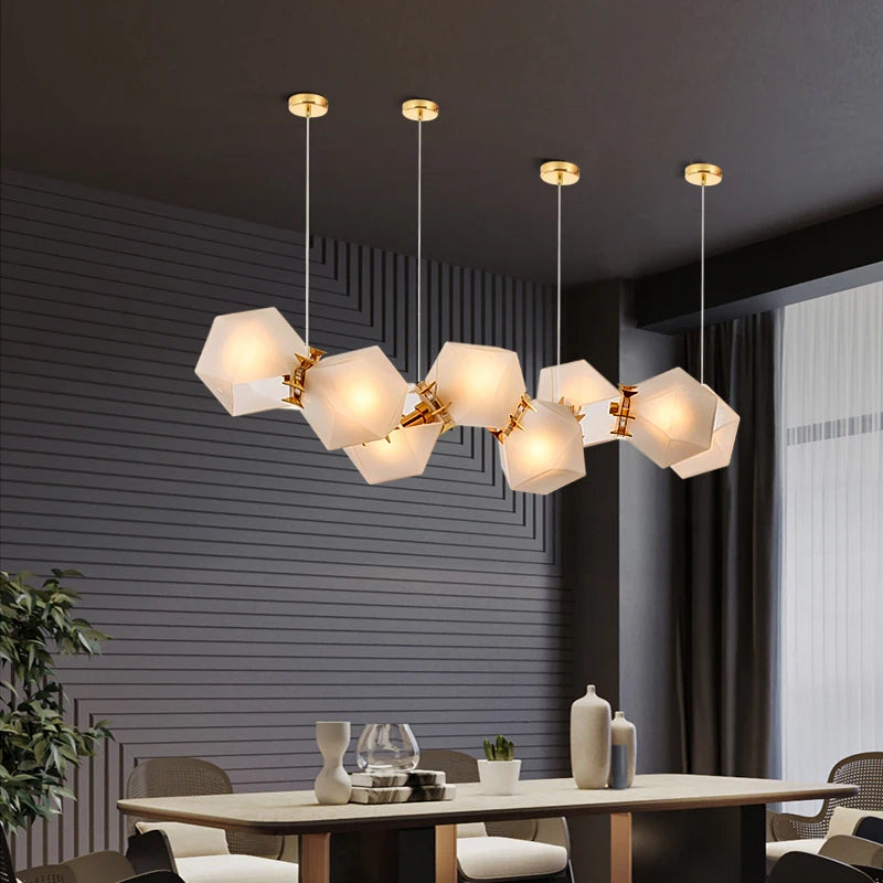 2024 Modern LED Chandelier Nordic Home Decoration Club Front Desk Hanging Light Office Restaurant Ceiling Chandelier