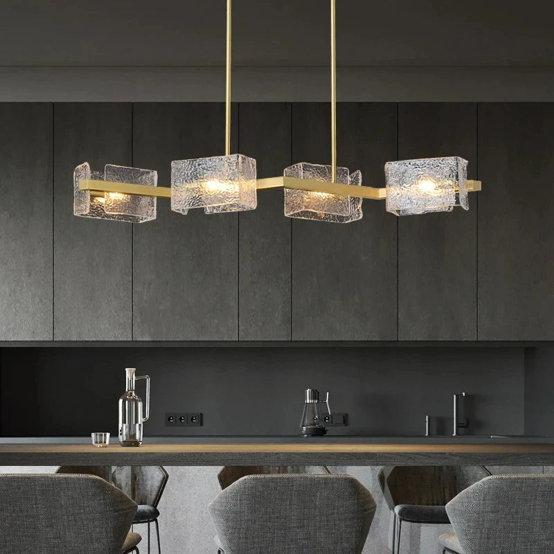 lustre led moderne ondulations d'eau en verre de luxe