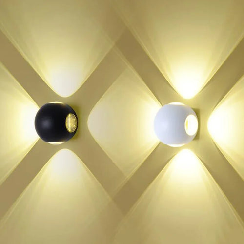 Applique murale LED de jardin étanche ronde à quatre côtés