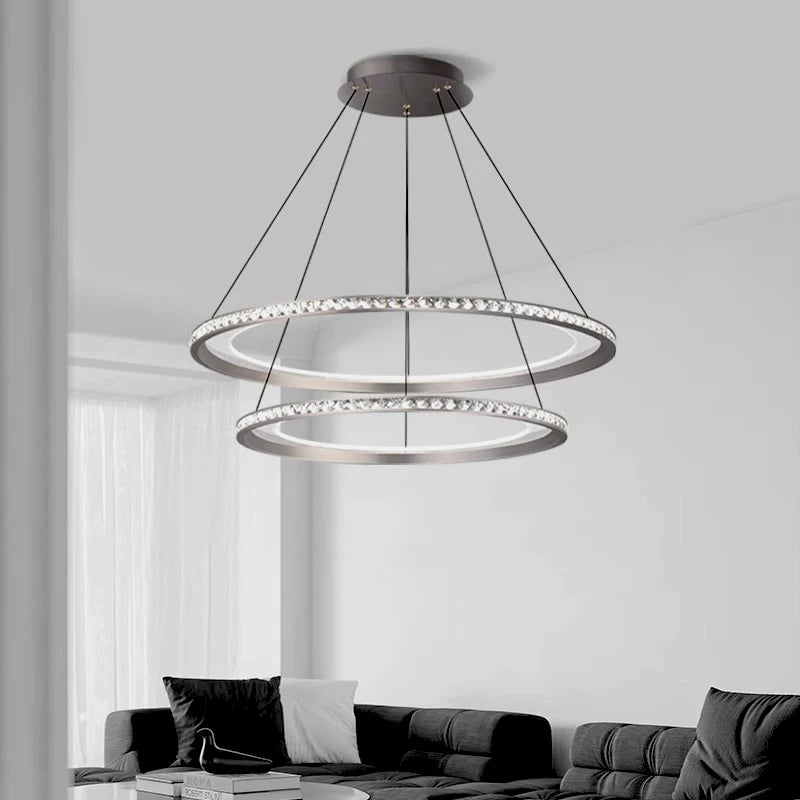 lustre moderne en suspension avec éclairage led intérieur