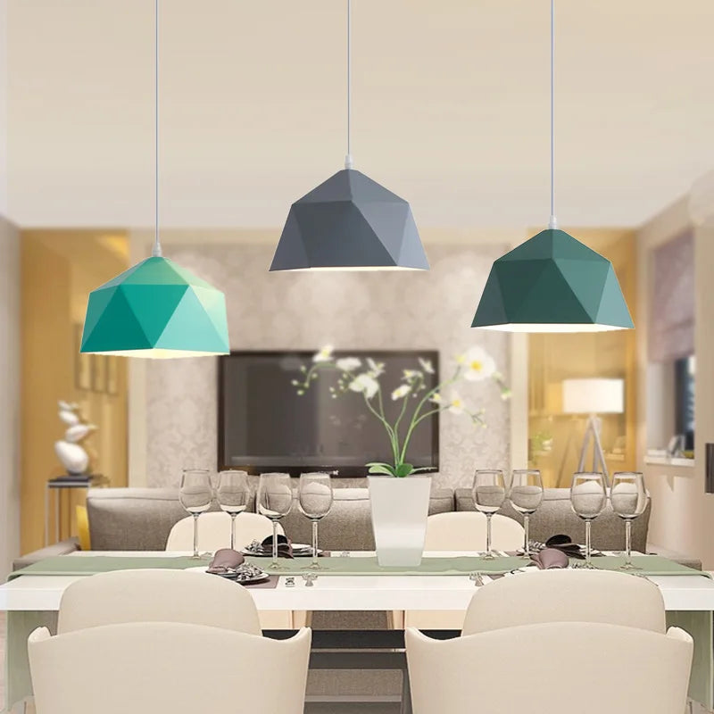 lustre nordique macarone géométrique led décoratif suspendu