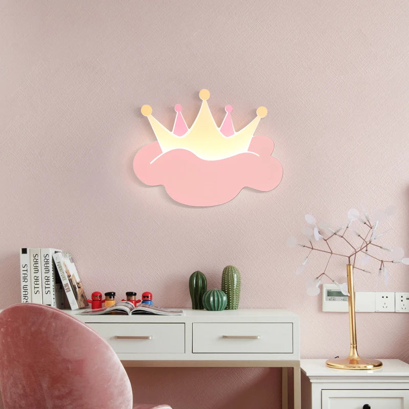 applique murale couronne avec télécommande pour chambre d'enfant