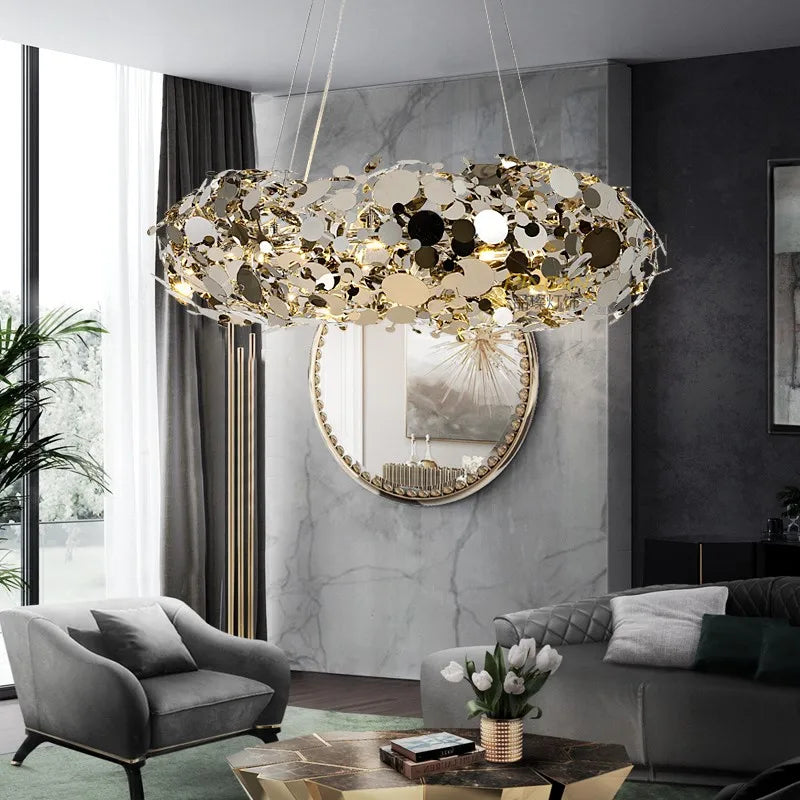 suspension de luxe postmodernes en acier inoxydable