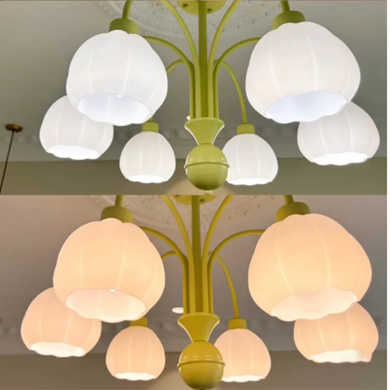 lustre en verre style nordique avec abat-jour citrouille pour décoration maison