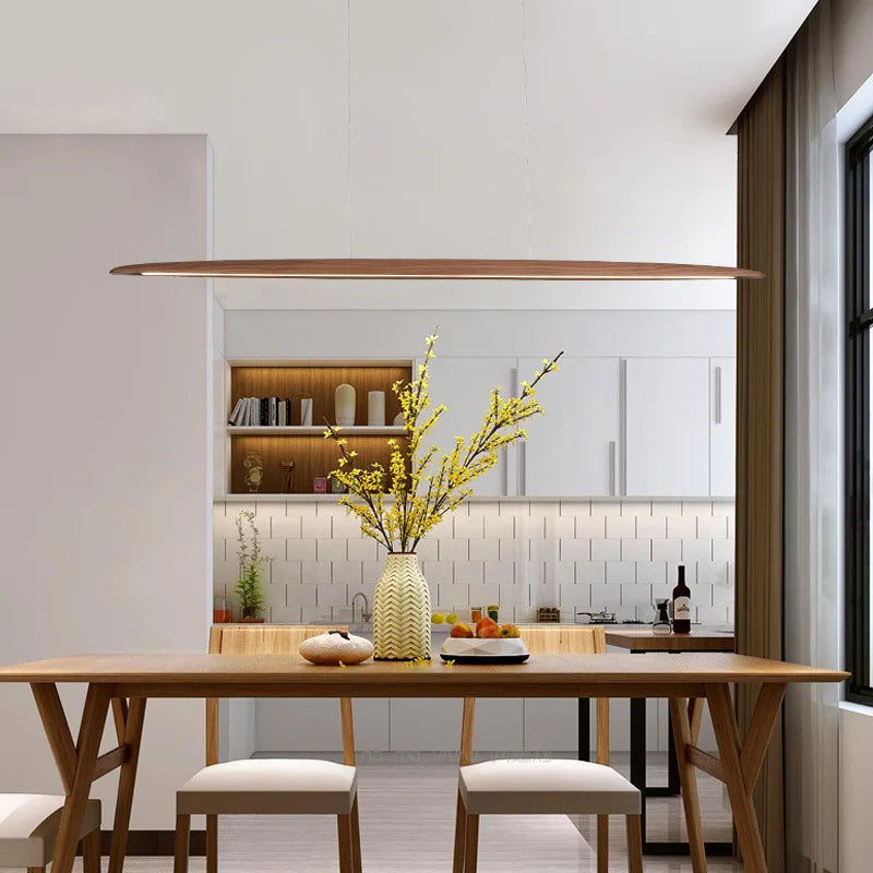 Lustre design en bois led modernes pour îlot de cuisine