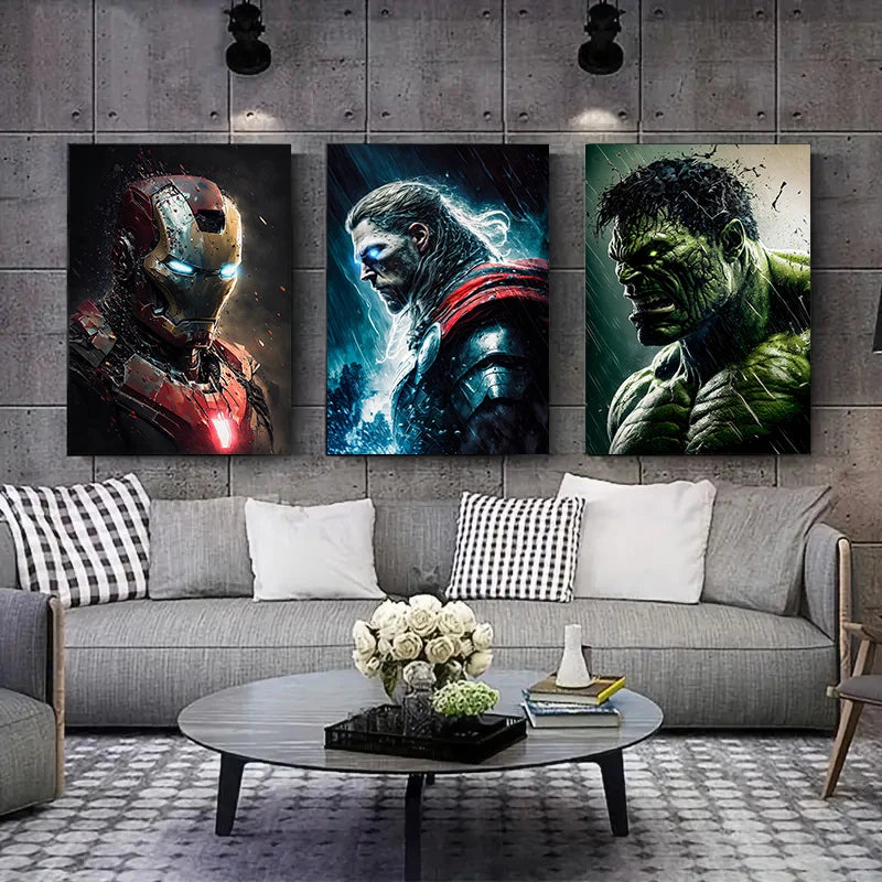 poster marvel avengers spiderman iron man hulk décoration murale