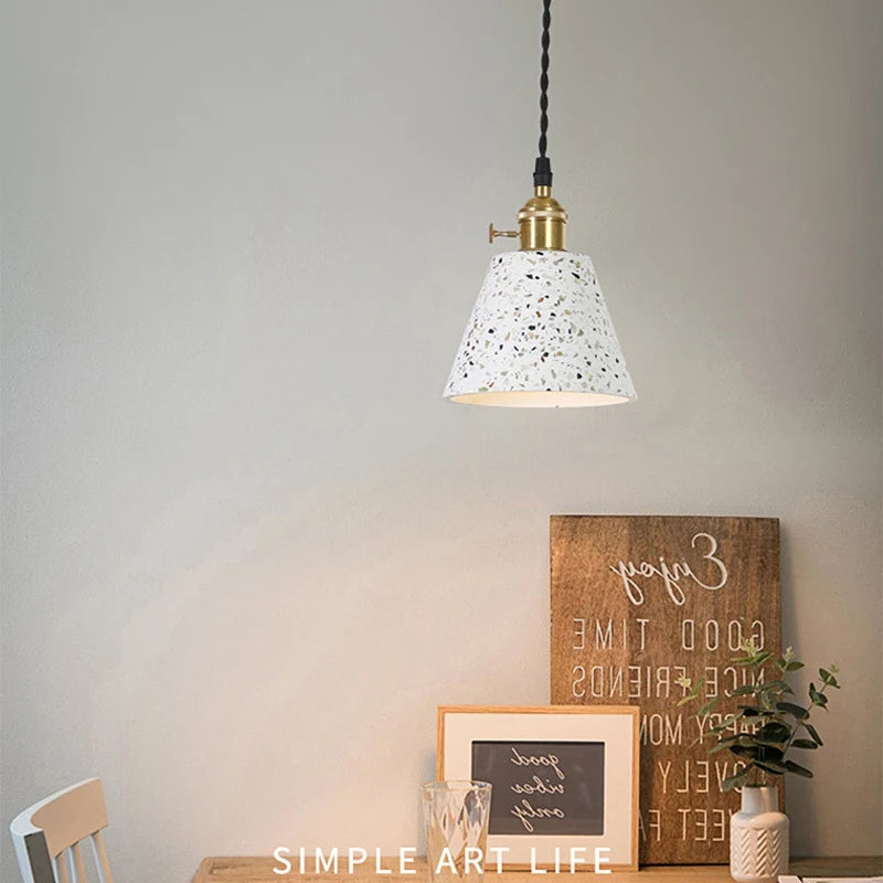 lampe suspension nordique moderne simple en terrazzo
