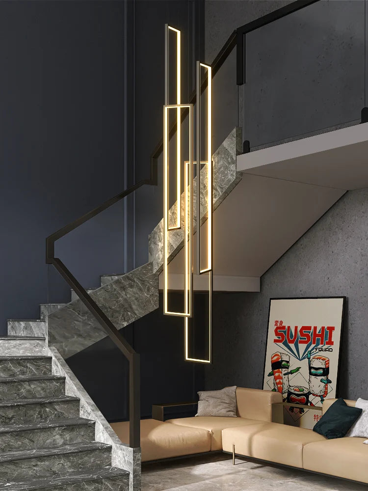 lustre led minimaliste moderne rectangulaire loft luxe nordique