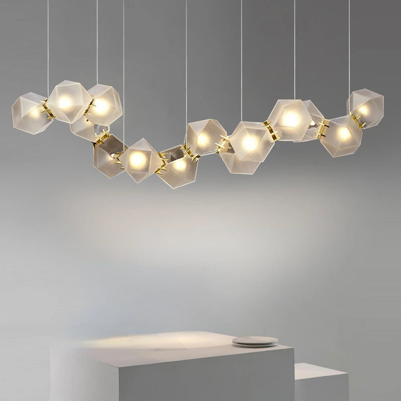 2024 Modern LED Chandelier Nordic Home Decoration Club Front Desk Hanging Light Office Restaurant Ceiling Chandelier