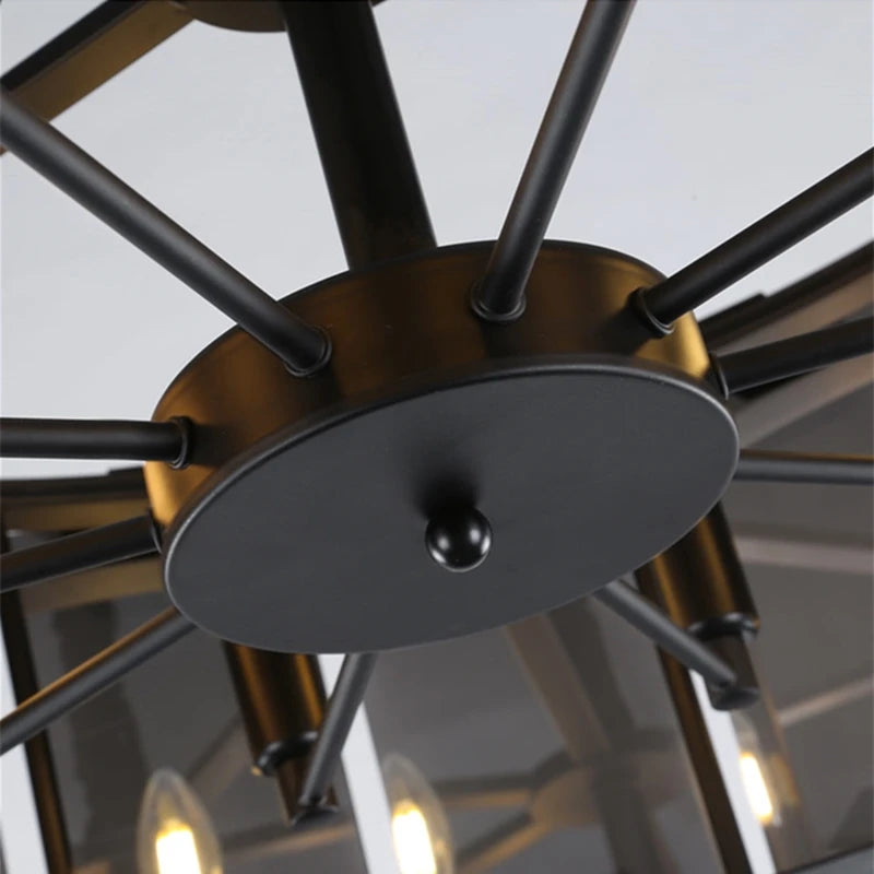 lustre de restaurant avec variété de cristaux modèle