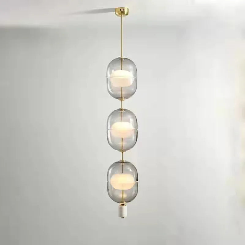 suspension en verre nordique avec plafonnier en marbre et métal