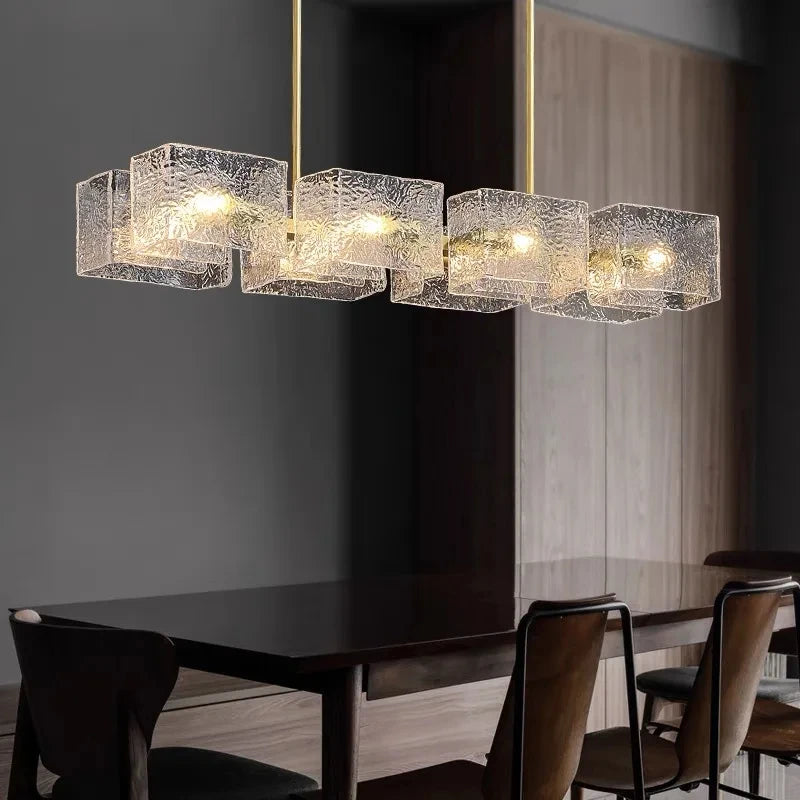 lustre led moderne ondulations d'eau en verre de luxe