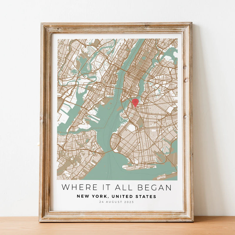 carte de ville personnalisée cadeau de saint-valentin pour lui