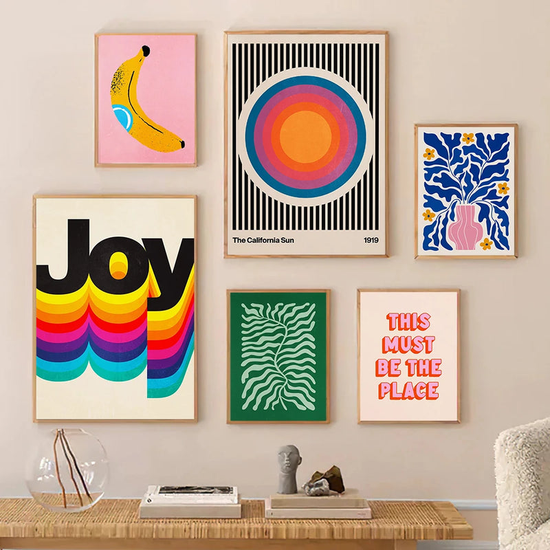 affiches et impressions rétro de fleurs colorées pour décoration murale