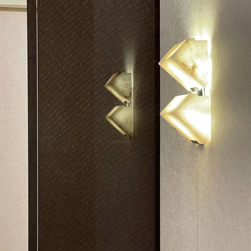 applique murale led en marbre naturel style artistique métal noir