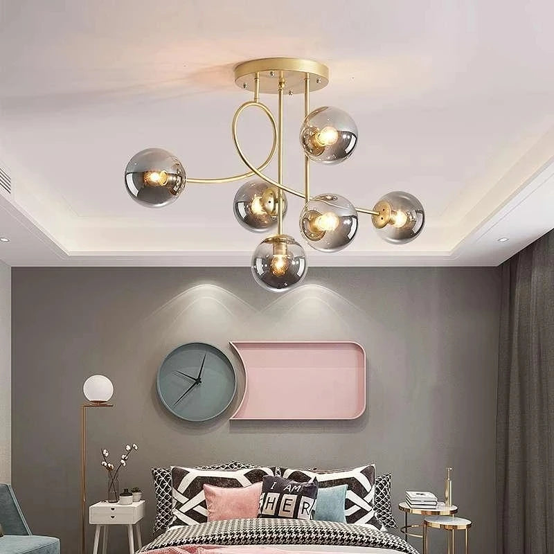 lustre nordique moderne minimaliste en verre haricot magique led luxe