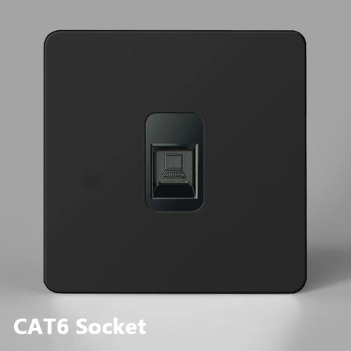 Prise RJ45 en métal noir mat bords arrondis