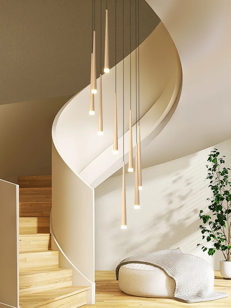 suspension led moderne pour escalier duplex nordique