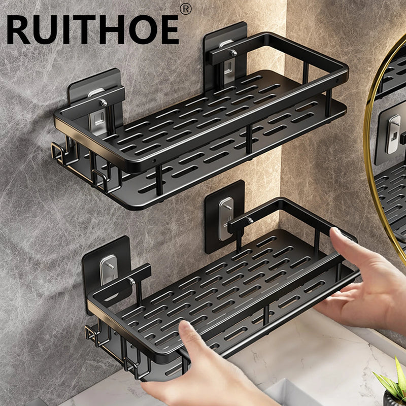 etagère murale sans perçage pour rangement de salle de bain et cuisine