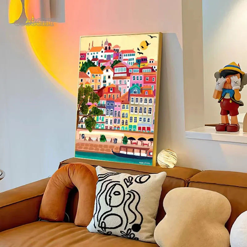 affiches colorées de paysages abstraits pour décoration moderne