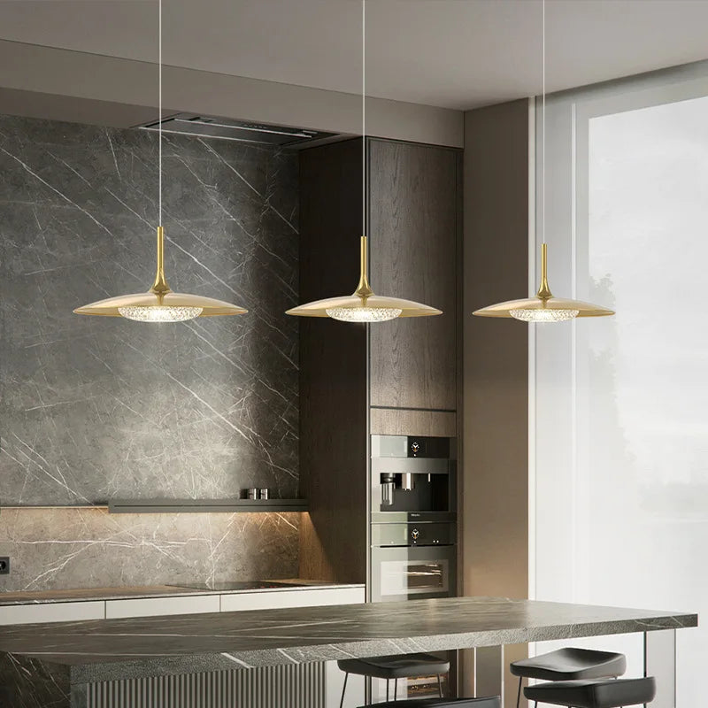 lustre moderne intérieur décor cuivre led suspension or