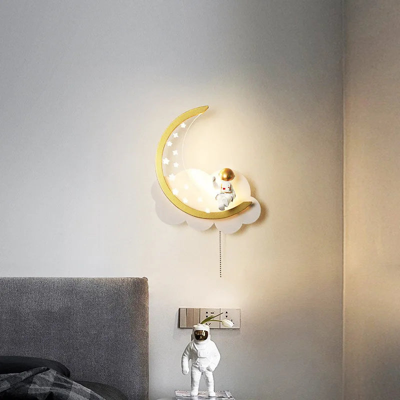 Applique murale moderne en forme de lune avec veilleuse led