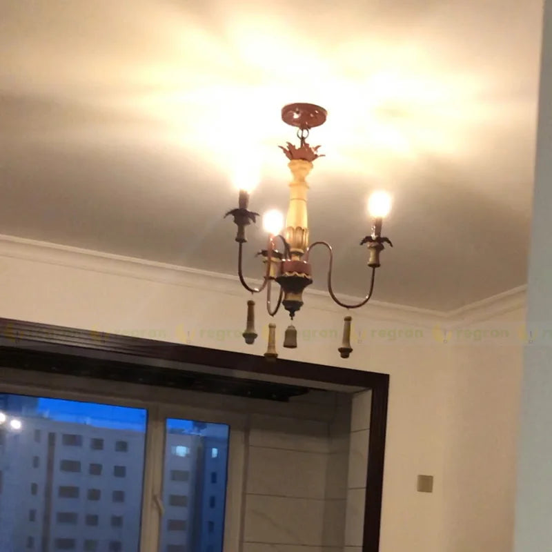 lustre industriel en résine antique avec bougeoirs à led