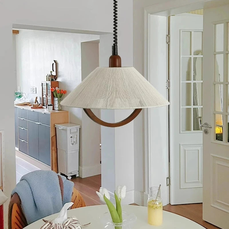 suspension corde de chanvre bois style