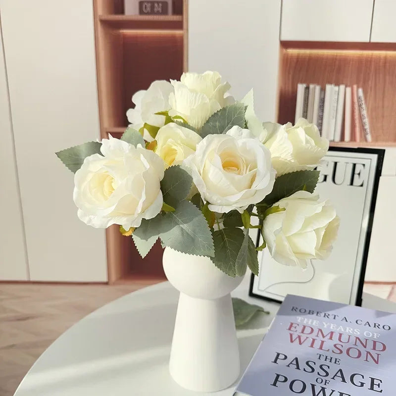 bouquet de roses artificielles en soie pour mariée décoration élégante