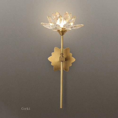 applique murale en cristal zen fleur de lotus vintage à led