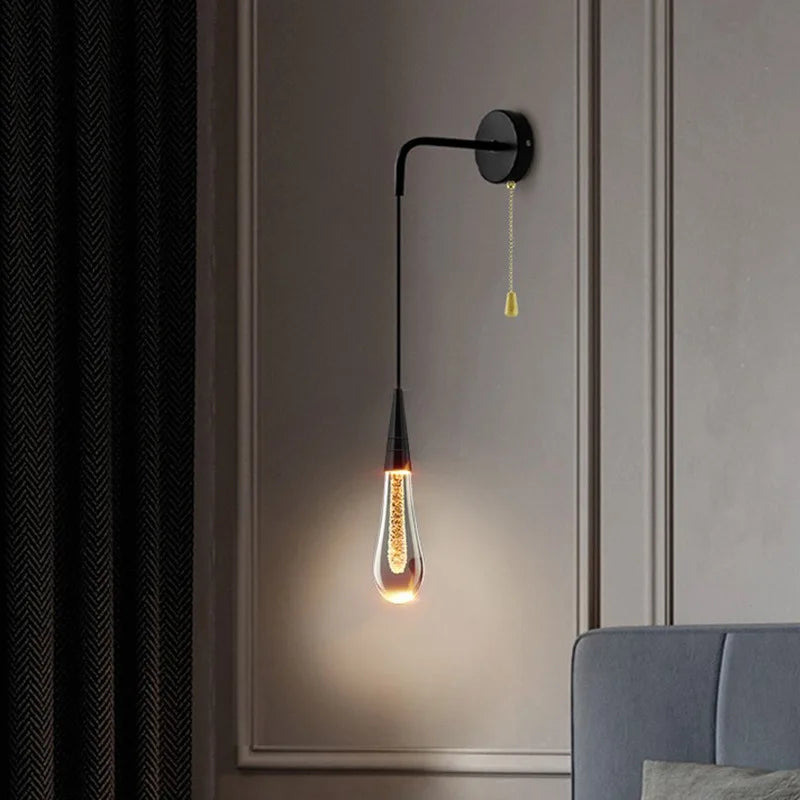 applique murale goutte d'eau avec interrupteur marche/arrêt led nuit