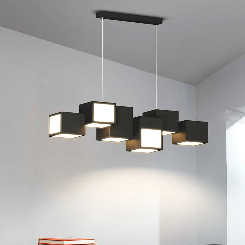 lustre minimaliste post-moderne de luxe avec lampes led géométriques