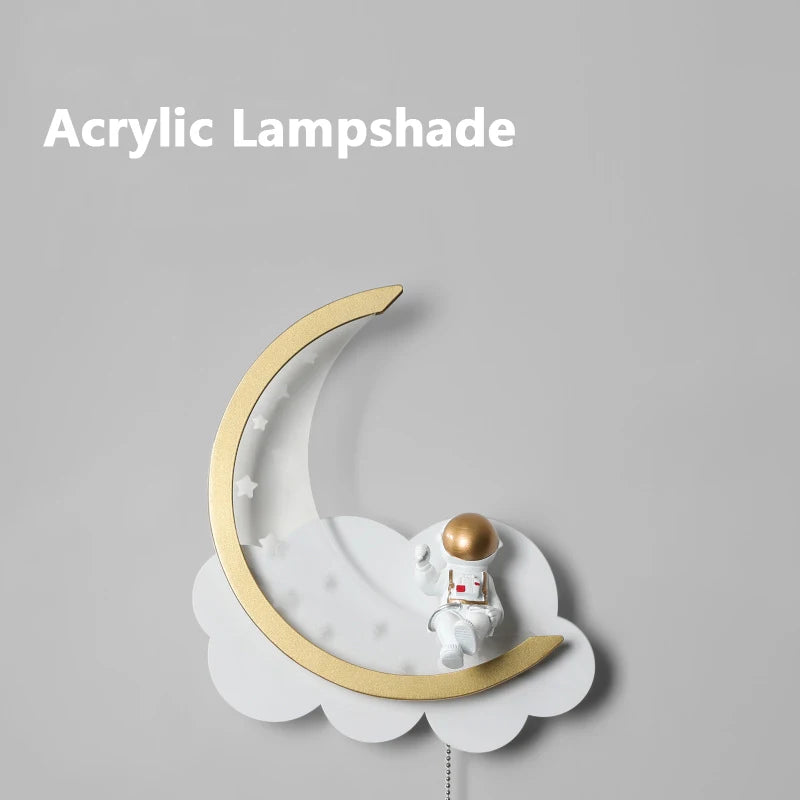 Applique murale moderne en forme de lune avec veilleuse led