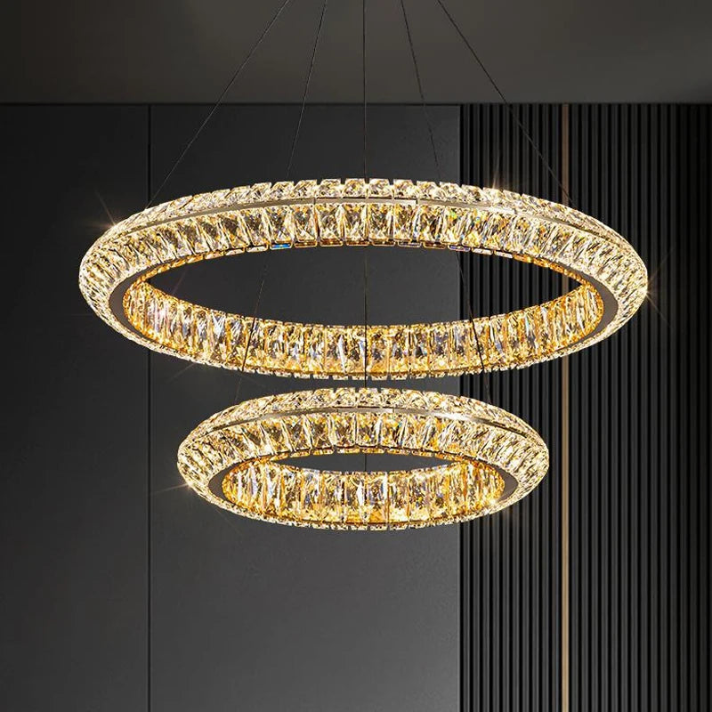 Luxe Cristal LED Suspension Lumières Villa Salon Salle À Manger Éclairage Décor Lustre Lustre Lampe Intérieur Hôtel Bar Luminaires