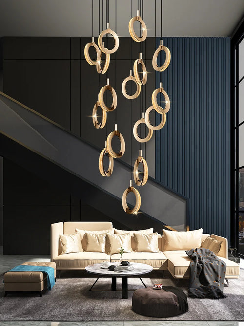 lustre de luxe moderne rotatif pour duplex nordique