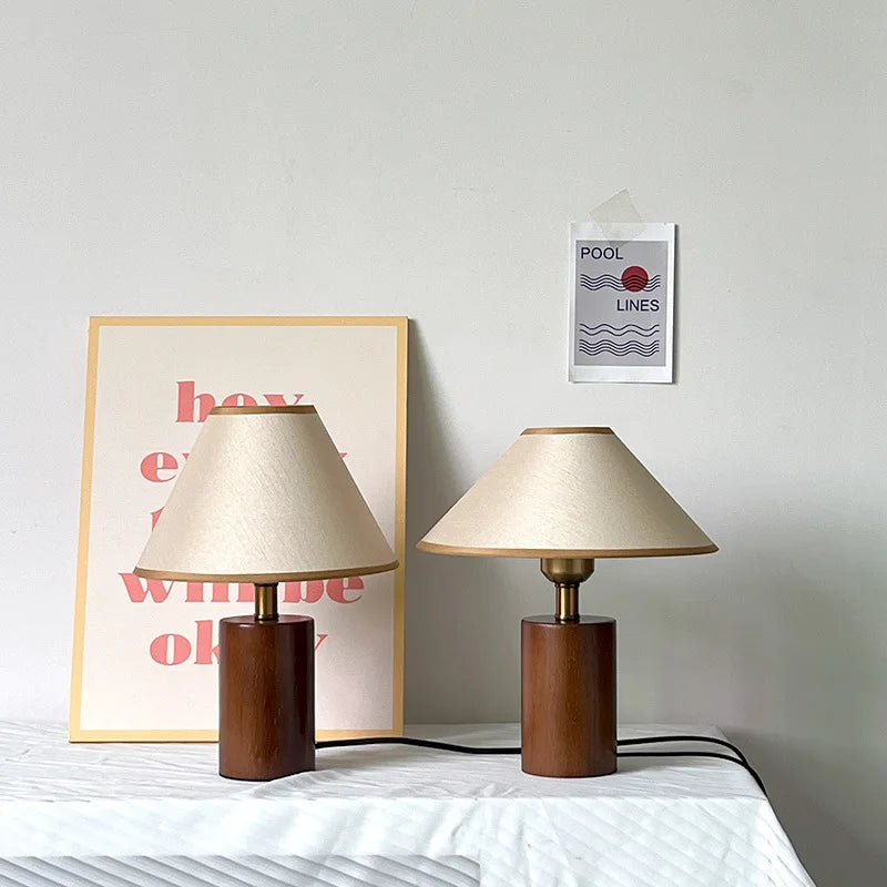 ZK50 rétro lampe de Table plissée décoration de bureau veilleuse étudiant chambre lit éclairage tête lampe en bois massif E27