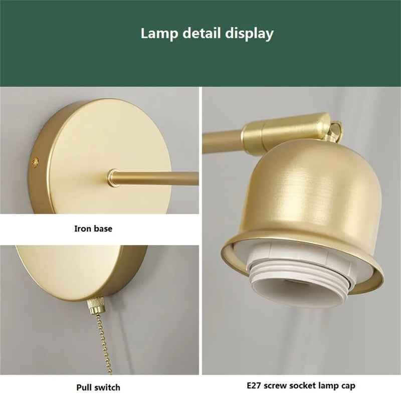 Lampe de chevet loft applique métal verre