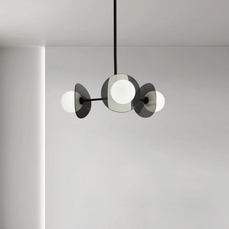 lustre de luxe en cuivre avec lumière led minimaliste italienne